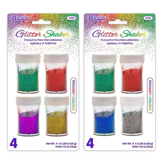 BAZIC Glitter Shaker 4 Color, Halloween Sparkling Powde, 24-Packs