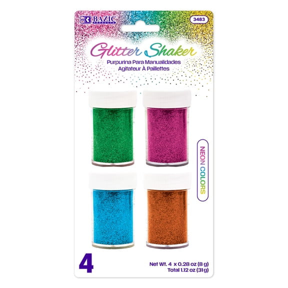 BAZIC Glitter Shaker 4 Neon Color, Halloween Sparkling Powder (32g/Pack), 1-Pack