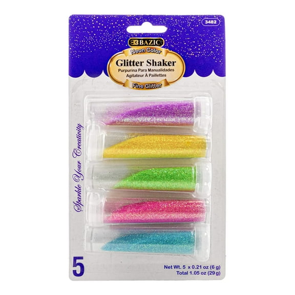 BAZIC Glitter Shaker 6 Neon Color, Halloween Sparkling Powder (30g/Pack), 1-Pack