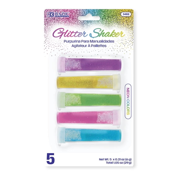 BAZIC Glitter Shaker 6 Neon Color, Halloween Sparkling Powder (30g/Pack), 24-Packs