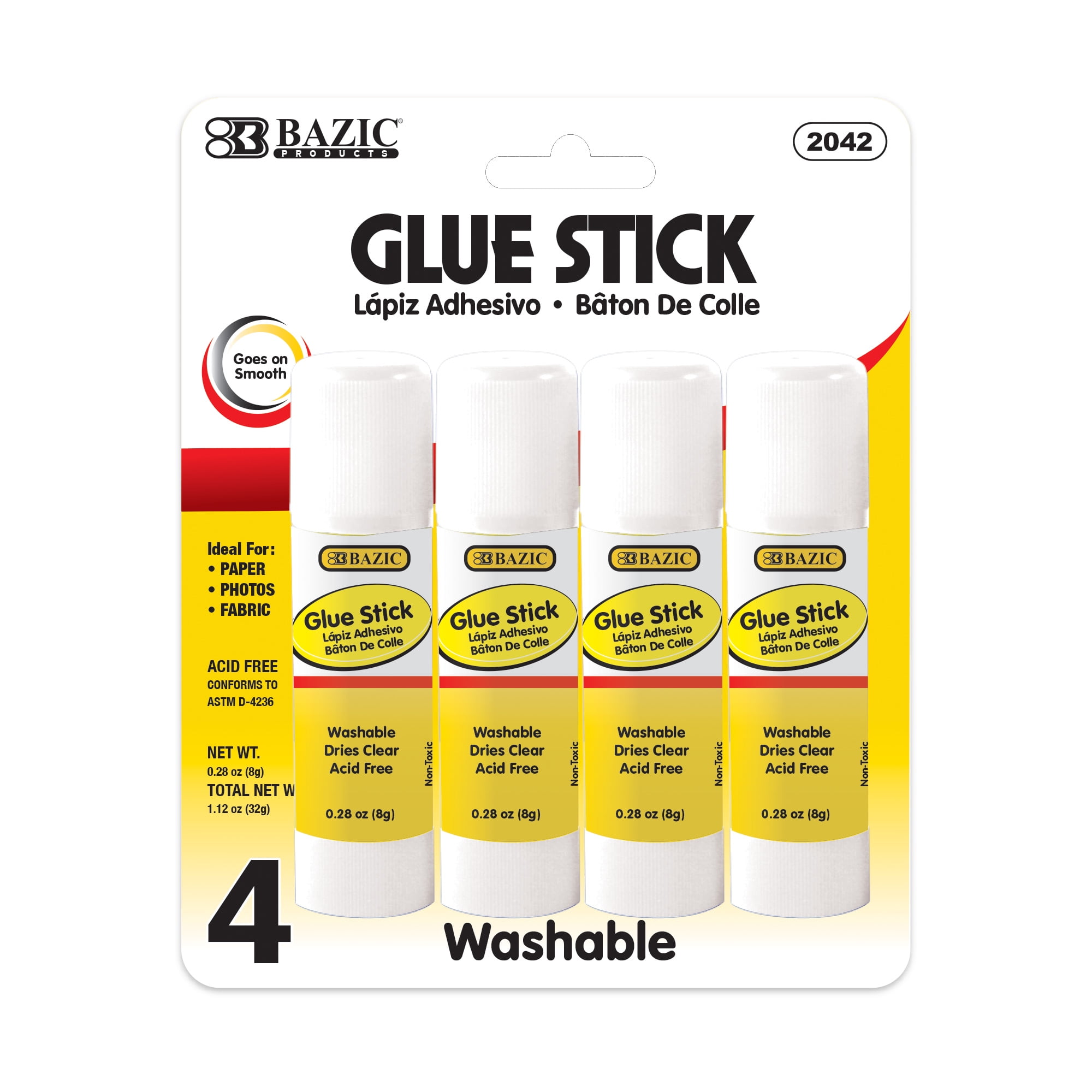 0.28 oz (8g) 4 Washable Colored Glue Stick 24 packs