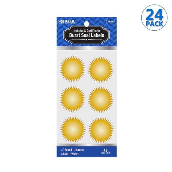 BAZIC Gold Foil Seal Label Round 2" for Envelope Wrapping Packaging, 1008-Count