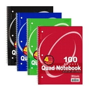 BAZIC Graph Quad-Ruled 4-1" Spiral Notebook 100 Sheet, 4-Pack