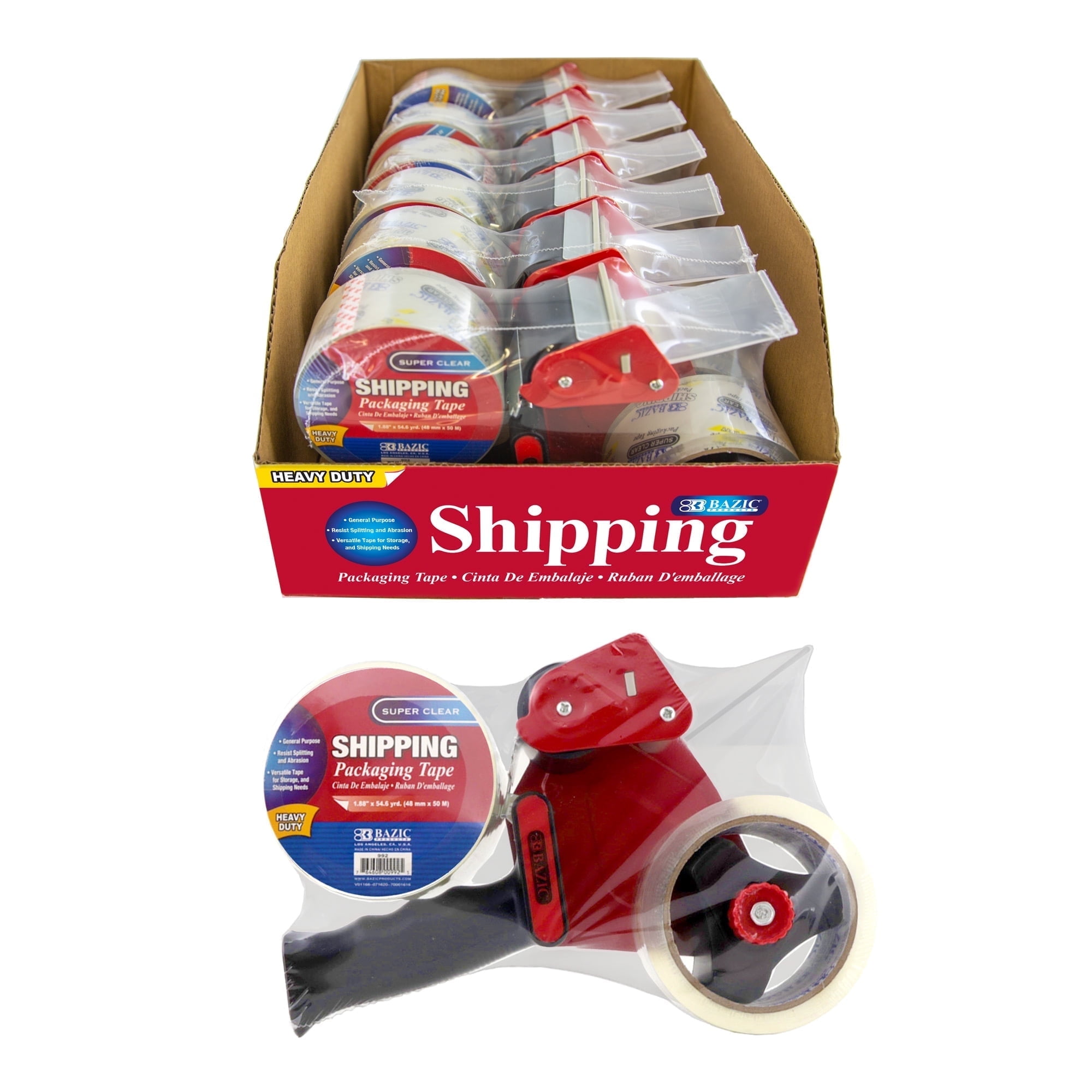 BAZIC Heavy Duty Tape Dispenser Gun, 2 Rolls 2" x 54, 1-Pack