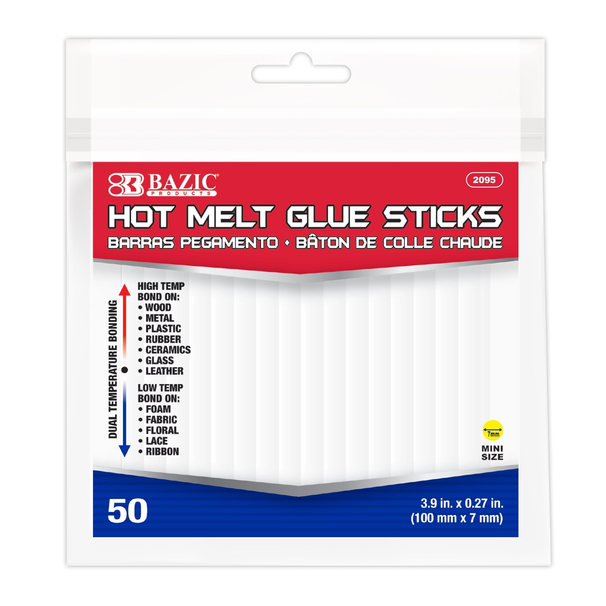BAZIC Hot Glue Gun Sticks Mini 3.9" x 0.27", Clear Dual Temp All Purpose Hot Melt Glue Stick (50/Pack), 12-Packs