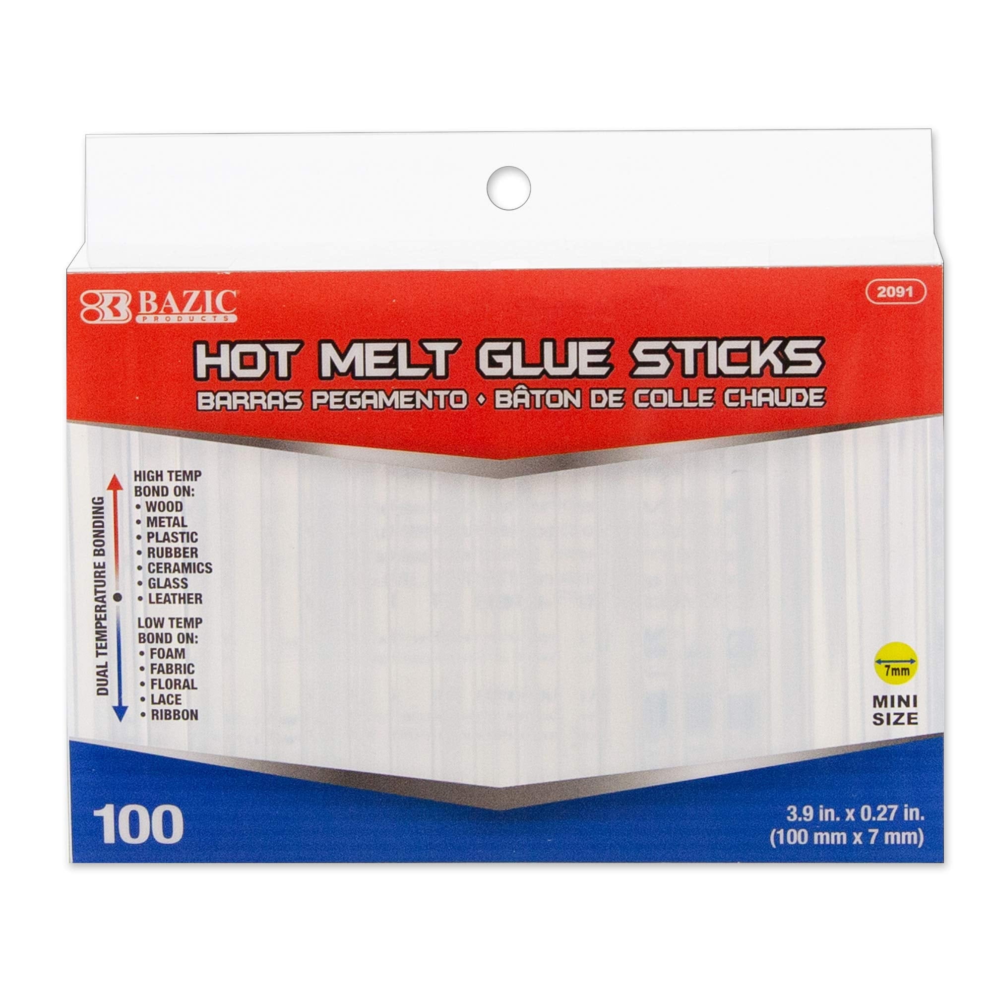 BAZIC Hot Melt Glue Sticks Dual Temp 3.9" x 0.27" (100/Pack), 2-Packs