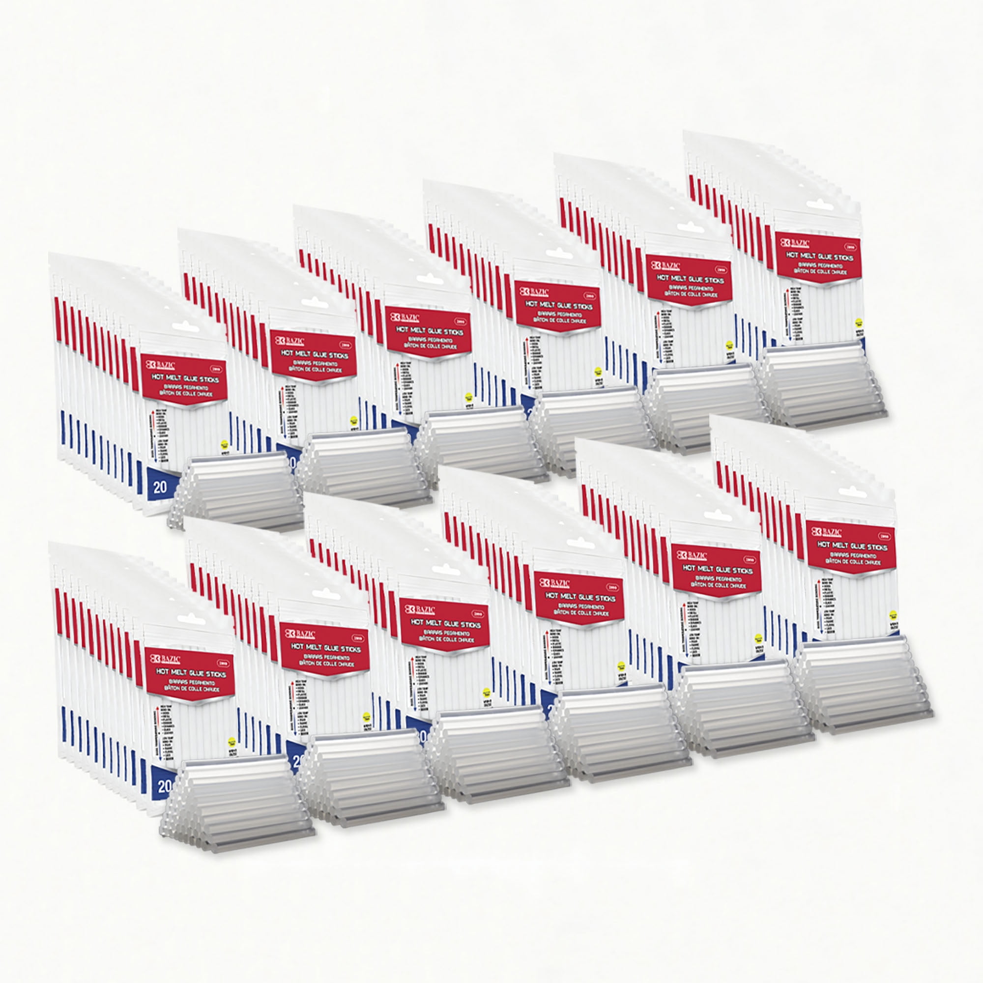 BAZIC Hot Melt Glue Sticks Dual Temp Mini 3.9" x 0.27", All Purpose Industrial Glue Stick (20/Pack), 144-Packs