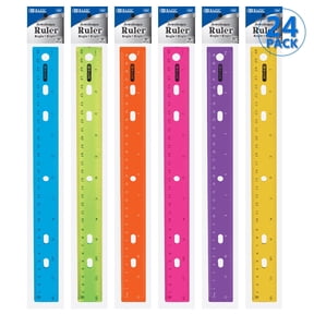 BAZIC Jeweltones Color Plastic Ruler 12" (30cm), School Supplies, 24-Pack
