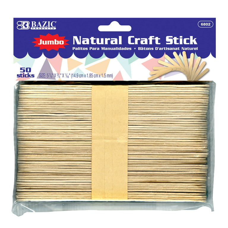 Bazic Jumbo Natural Craft Stick (50/Pack)