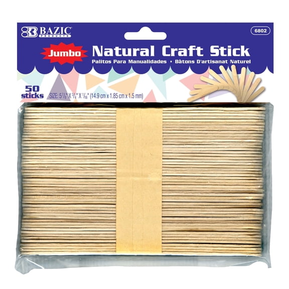 BAZIC Jumbo Craft Sticks Natural Wood, Large Non Toxic Stick, 1200-Count