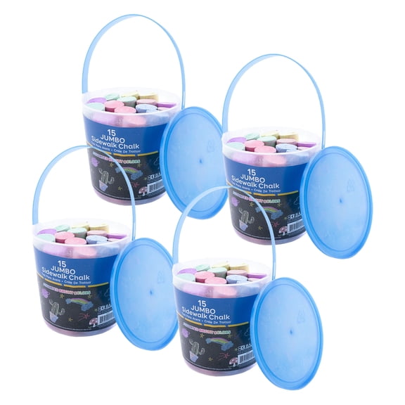 BAZIC Jumbo Sidewalk Chalk (15/Bucket), Outdoor Coloring, 4-Bucket