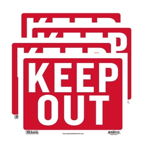 BAZIC Keep Out Sign 9"X12", Warning Stay Out Restricted Area Authorized Signage, 4-Pack