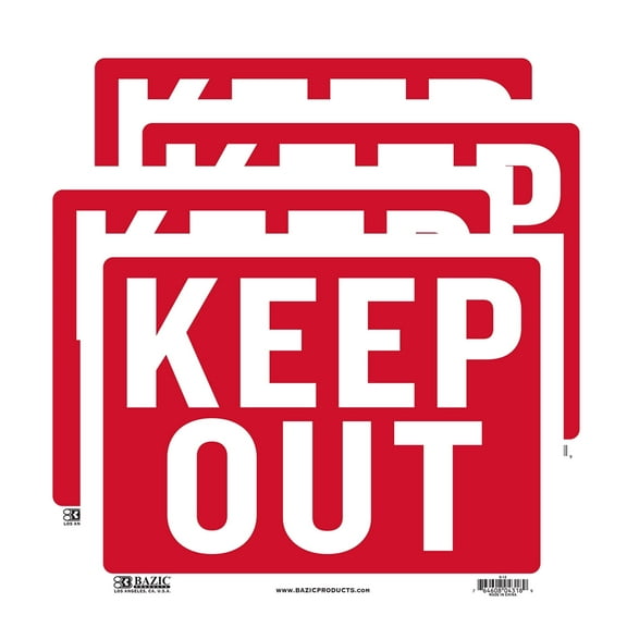 BAZIC Keep Out Sign 9"X12", Warning Stay Out Restricted Area Authorized Signage, 4-Pack