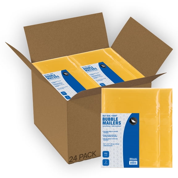 BAZIC Kraft Bubble Mailers #4 9.5"x13.5" Padded Cushion Envelope 48-Count