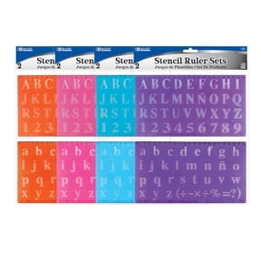 BAZIC Letter Stencil Sets, Sizes 20 mm, Plastic Stencils for Learning Drawing, 24-Pack
