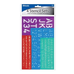 BAZIC Letter Stencil Sets, Sizes 8 10 20 30 mm, Stencils for Students (4/Pack), 24-Packs