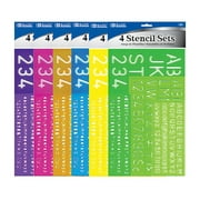 BAZIC Letter Stencil Sets, Sizes 8 10 20 30 mm, Stencils for Students (4/Pack), 6-Packs