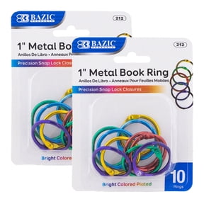 BAZIC Loose Leaf Binder Ring 1" Assorted Color, Book Rings (10/Pack), 2-Packs