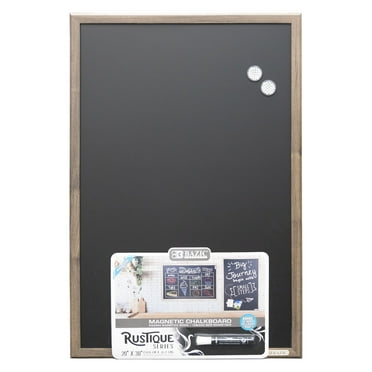 BAZIC Products RUSTIQUE Wood Frame Magnetic Chalkboard 20" x 30" Chalk Marker & Magnets (BAZ6081)
