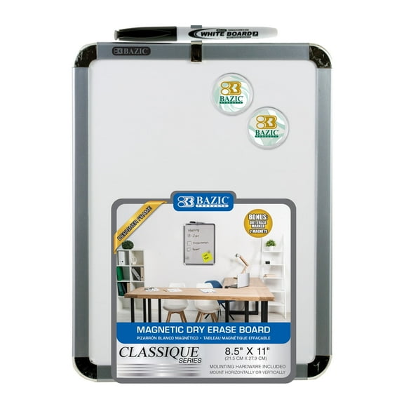 BAZIC Magnetic Dry Erase Whiteboard & Marker + 2 Magnets), 8.5"x11", 1-Pack
