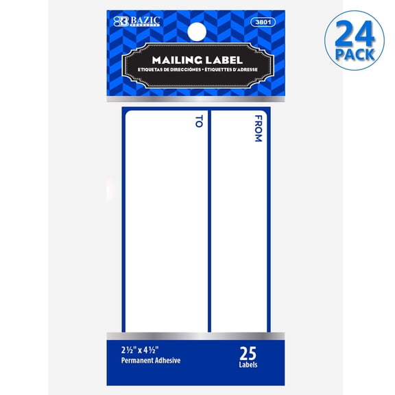 BAZIC Mailing Label 4 1/2"X2 1/2" Shipping Labels, 600-Count