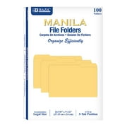BAZIC Manila File Folder 1/3 Cut Legal Size 14 5/8" x 9 1/2",100-Count