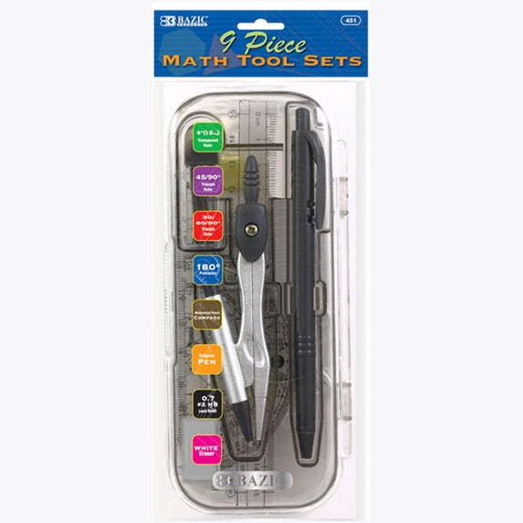 BAZIC 9 Pcs. Math Tool Sets Case Pack 24