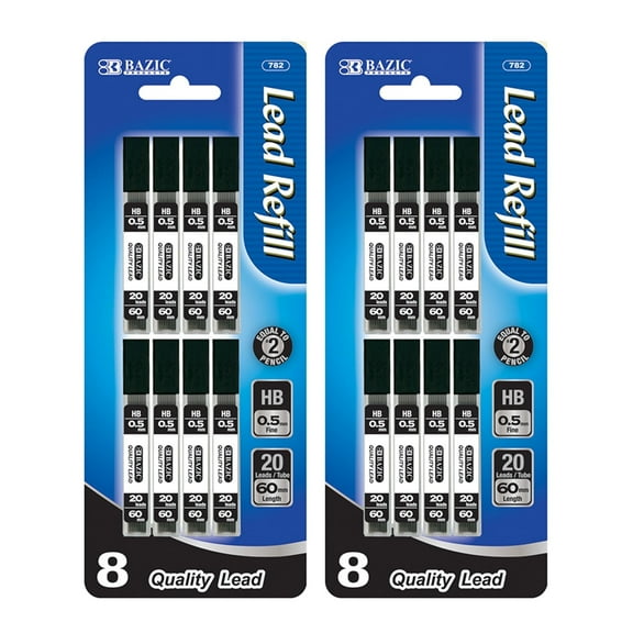 BAZIC Mechanical Pencil Lead Refills HB 0.5mm (160 Count/Pack), 2-Packs