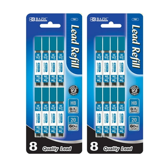 BAZIC Mechanical Pencil Lead Refills HB 0.7mm (160 Count/Pack), 2-Packs