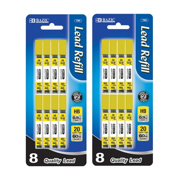 BAZIC Mechanical Pencil Lead Refills HB 0.9mm (160 Count/Pack), 2-Packs