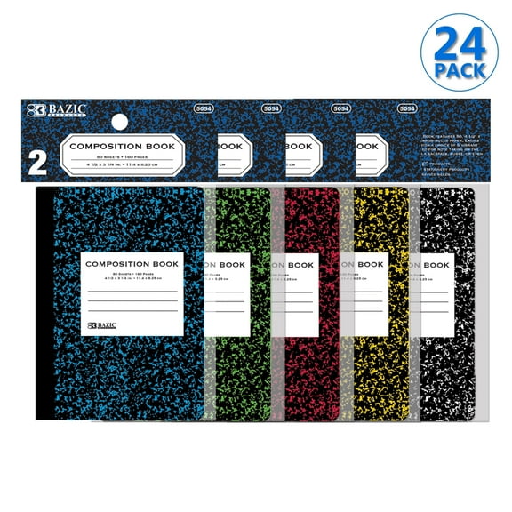 BAZIC Mini Marble Composition Notebook, Wide-Ruled, 80 Ct