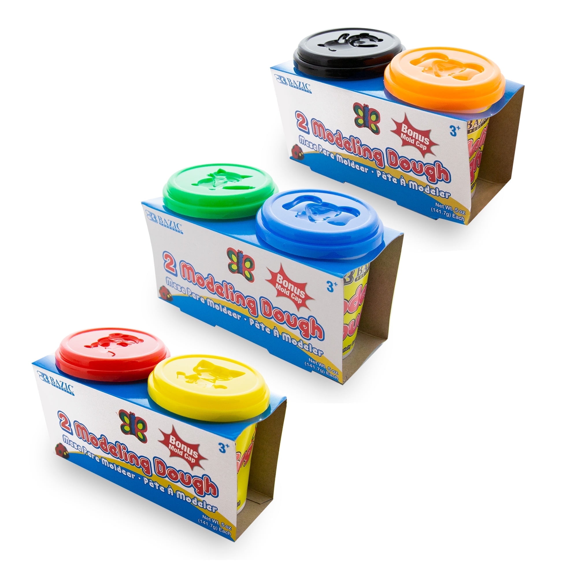BAZIC Modeling Clay 2 Color, Assorted Colors, Non Toxic (10oz/Pack), 36-Pack
