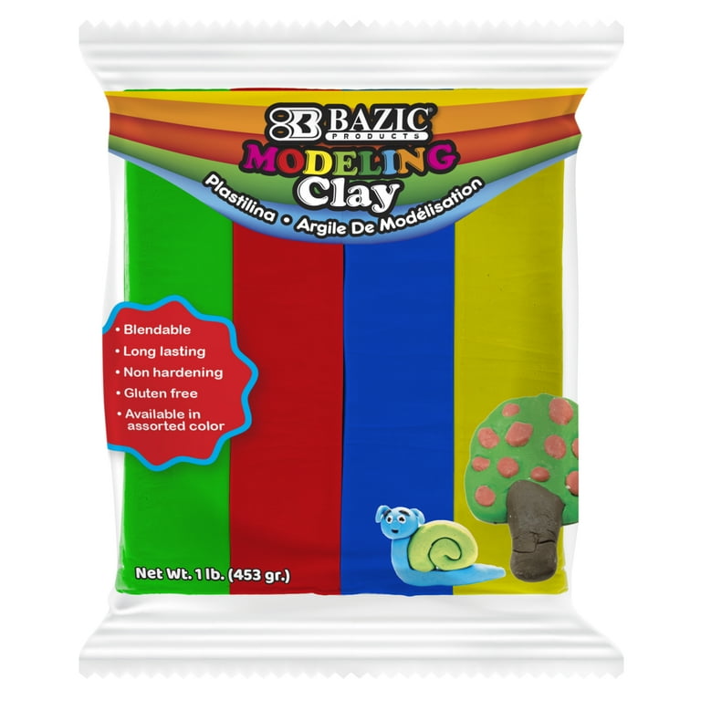 BAZIC Modeling Clay 4 Primary Color 1LB, Non Toxic, Bulk for