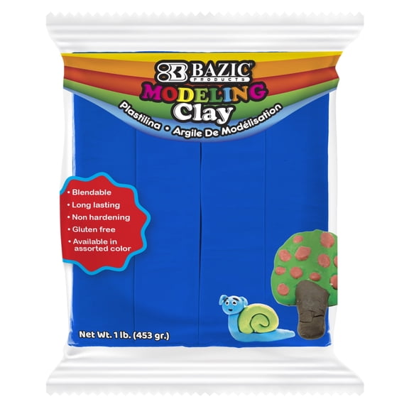 BAZIC Modeling Clay Blue Color 1LB, Non Toxic, Bulk for Classroom, 1-Pack