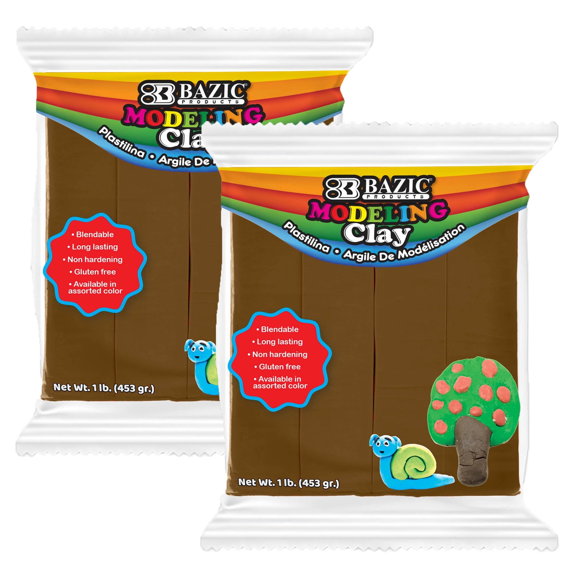 BAZIC Modeling Clay Brown Color 1 LB, Non Toxic Dough for Crafting