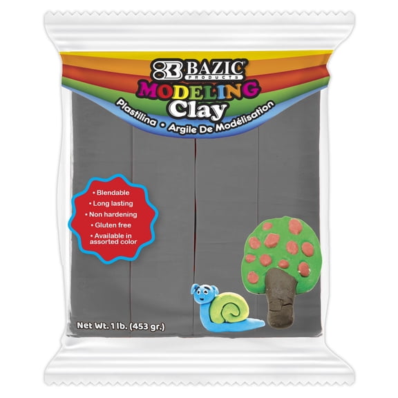 BAZIC Modeling Clay Gray Color 1LB, Non Toxic, Bulk for Classroom, 1-Pack