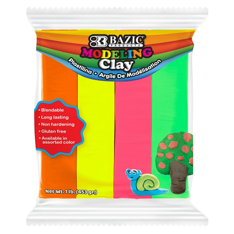 BAZIC Modeling Clay Neon Color 1 LB Non Toxic Modeling Dough for Classroom 1 Pack