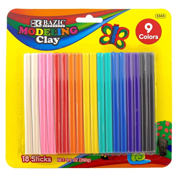 BAZIC Modeling Clay Stick 9 Color, 260g (9.17 oz), Non Toxic, 24-Pack