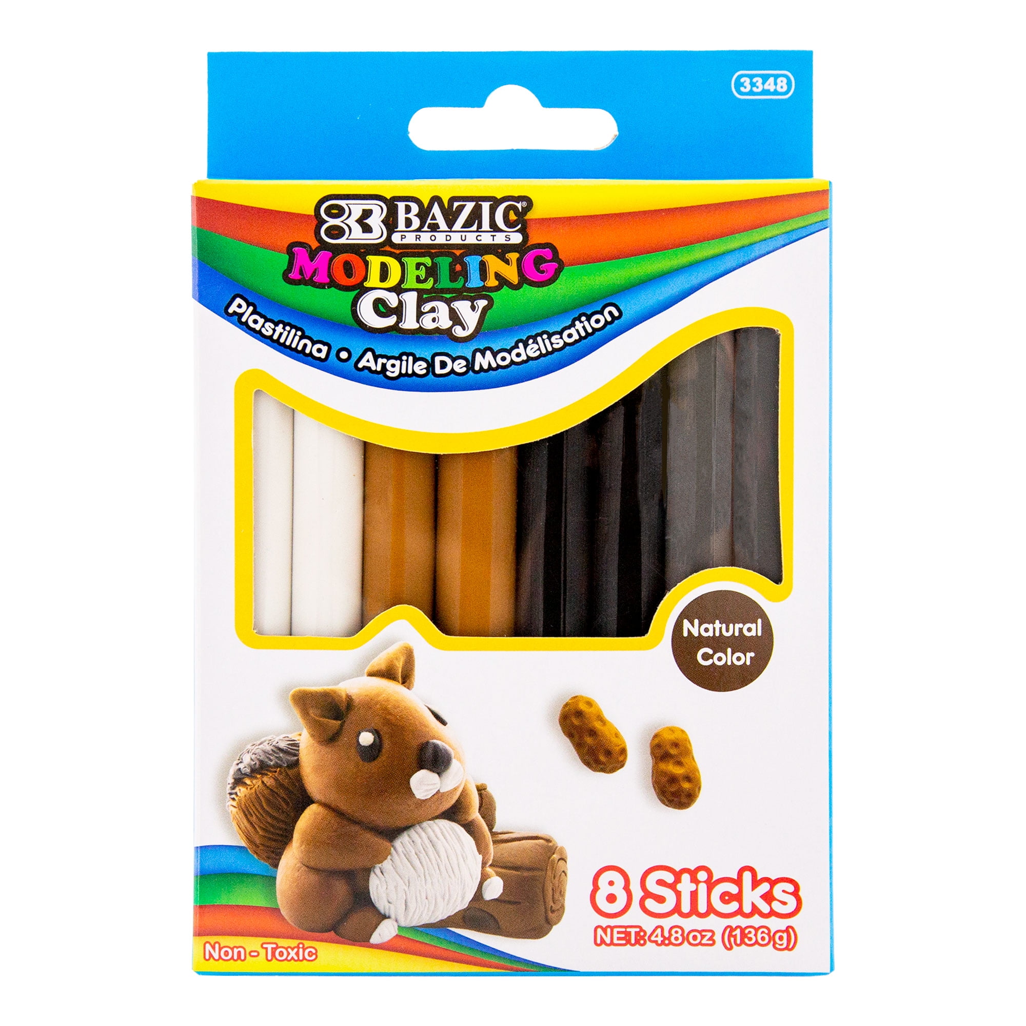 BAZIC Modeling Clay Sticks 4.8 Oz, 4 Natural Earth Colors, NonToxic, 1