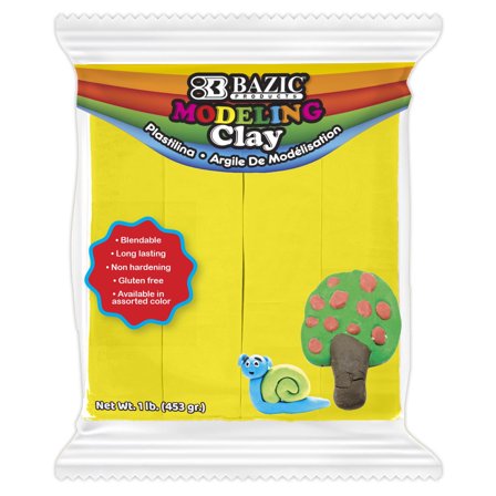 BAZIC Modeling Clay Yellow Color 1LB, Non Toxic, Bulk for Classroom, 1-Pack
