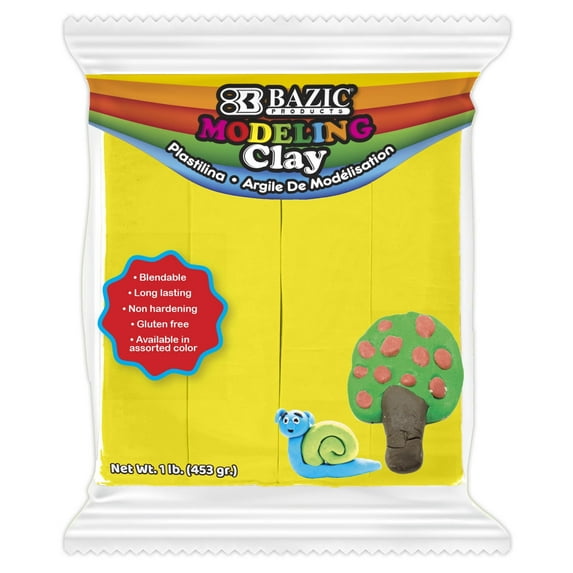 BAZIC Modeling Clay Yellow Color 1LB, Non Toxic, Bulk for Classroom, 1-Pack