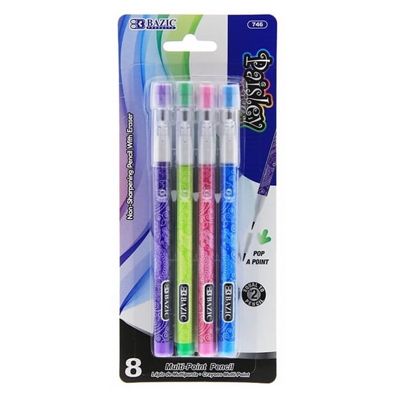 BAZIC Paisley Multi-Point Pencils, No-Sharpen, #2 Lead, 8 Count