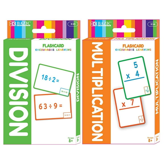 BAZIC Multiplication & Division Flash Cards, Number Math Calculation Card Game Education Training Learning Practice Smart, Great for Activities at Home School Classroom (36/Pack), Set of 2-Pack