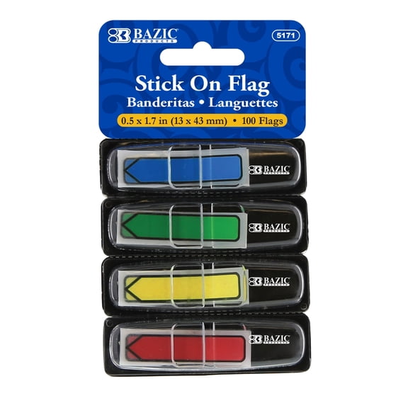 BAZIC Neon Page Markers Dispensers 0.5x1.7 Arrow Flag Tabs, (100 Flags/Pack), 24-Pack