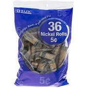 BAZIC Nickel Coin Wrappers Rolls Tube, Made in USA (36/Pack), 1-Pack