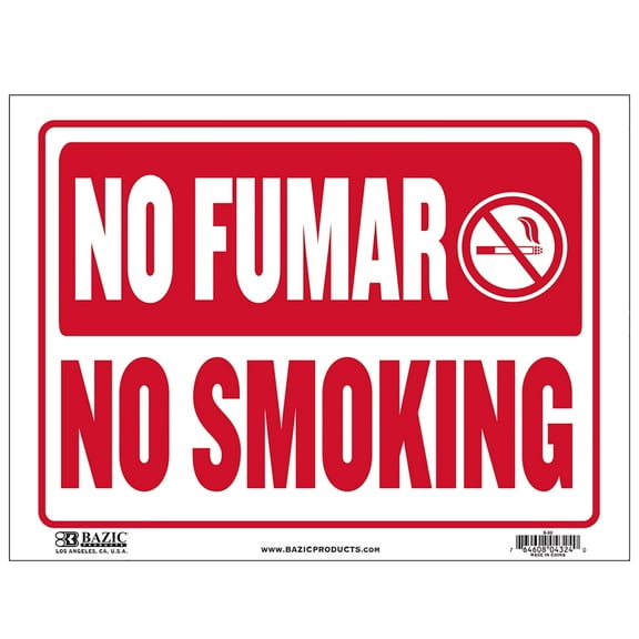 BAZIC No Fumar Sign 9"X12", Spanish No Smoking Waterproof Indoor Signage, 24-Pack