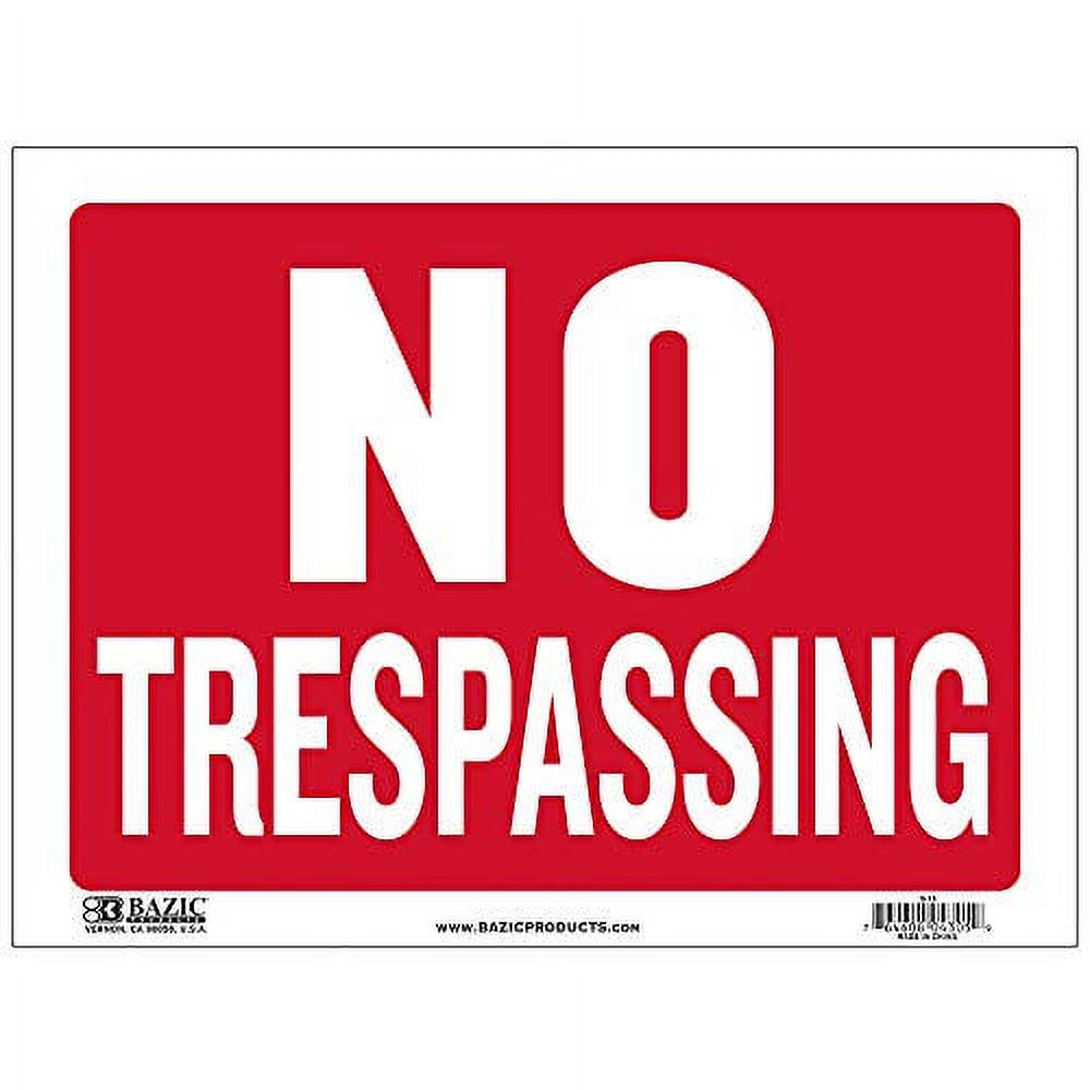 BAZIC No Trespassing Sign 9"X12", Private Property Restricted Area