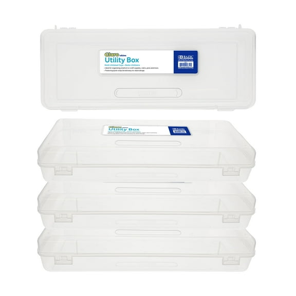 BAZIC Non Toxic PP Plastic Pencil Cases, Clear, 4 Pack