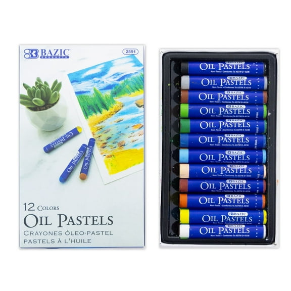 BAZIC Oil Pastels Set 12 Colors, Soft Pastels for Artists Drawing Blending, 24-Packs