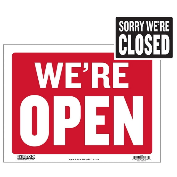 BAZIC Open & Closed Sign 12"x16", Double Sides, Waterproof Sign, 24-Pack